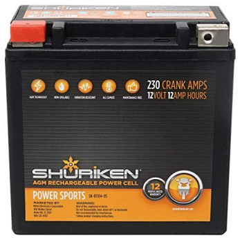 SHURIKEN 230 Crank AMPS 12AMP Hours AGM Battery, SK-BTX14-BS