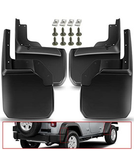 A-Premium Splash Guards Mud Flaps Mudguards Compatible with Jeep Wrangler JK Series 2007-2018 Front and Rear 4-PC Set