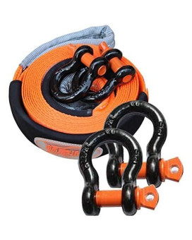 15 ft x 2.5 in Tow Straps Kit,Warmword Tow Straps Heavy Duty with D Ring and Loops,11,000lbs Recovery Straps
