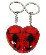 REALBUG Scorpion Double Heart Key Chain, Red/Black