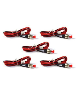 Valet Programming Push Button For Alarms Momentary N/O Switch Red 2 Pins 5 Pack