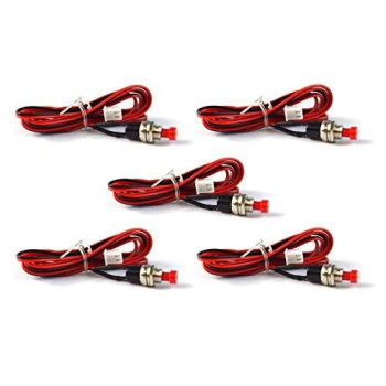 Valet Programming Push Button For Alarms Momentary N/O Switch Red 2 Pins 5 Pack