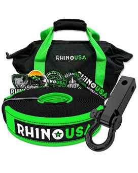 Rhino USA Heavy-Duty Recovery Gear Combos Off-Road Jeep Truck Vehicle Recovery, Best Offroad Towing Accessories - Guaranteed for Life (20 Strap + Hitch)