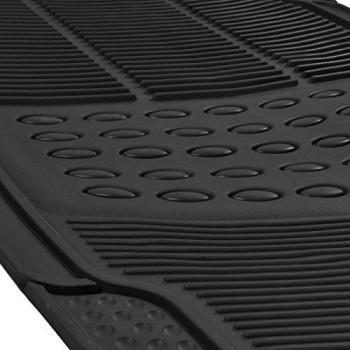 BDK All Weather Rubber Floor Mats for Car SUV & Truck - 4 Pieces Set (Front & Rear), Trimmable, Heavy Duty Protection (Black) (MT-654-BK_aces)