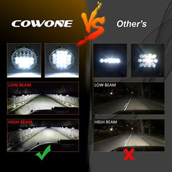 COWONE 7 Inch Round 5D 2021 Design 130w LED Projector Headlight with DRL Compatible with Jeep Wrangler JK TJ LJ CJ for Motorcycles