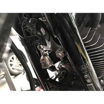 Gloss Black Skull Bell Hanger/Mount for Motorcycle Bolt & Ring Included fits all bikes Road King Street Glide Harley Davidson (NO BELL)