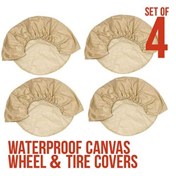 TCP Global Set of 4 Oxford Waterproof Canvas Wheel Tire Covers for RV Auto Truck Car Camper Trailer 27"-29" Diameter