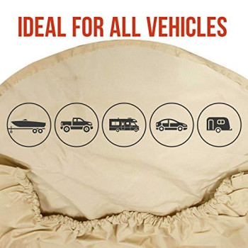 TCP Global Set of 4 Oxford Waterproof Canvas Wheel Tire Covers for RV Auto Truck Car Camper Trailer 27"-29" Diameter