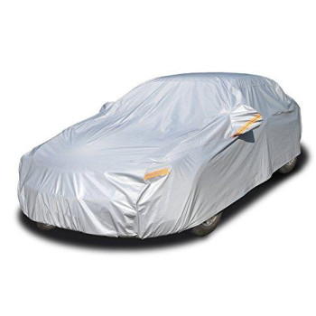 kayme 6 Layers Car Cover Waterproof All Weather for Automobiles, Outdoor Full Cover Rain Sun UV Protection with Zipper Cotton, Universal Fit for Sedan (178"-185")