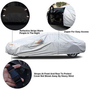 kayme 6 Layers Car Cover Waterproof All Weather for Automobiles, Outdoor Full Cover Rain Sun UV Protection with Zipper Cotton, Universal Fit for Sedan (178"-185")