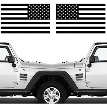 Die Cut Subdued Matte Black American Flag Sticker 3" X 5" Tactical Military Flag USA Decal Great for Car, Hard Hat. Car Vinyl Window Bumper Decal Sticker (1 Pair)