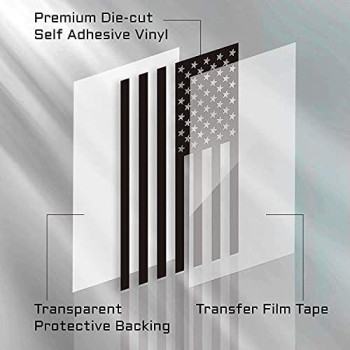 Die Cut Subdued Matte Black American Flag Sticker 3" X 5" Tactical Military Flag USA Decal Great for Car, Hard Hat. Car Vinyl Window Bumper Decal Sticker (1 Pair)