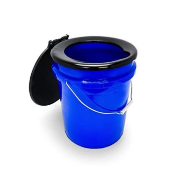 Camco 41549 Portable 5-Gallon Toilet Bucket with Seat and Lid Attachment | Lightweight and Easy to Clean | Great for Camping, Hiking, Hunting and More , Blue