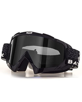 BATFOX Motorcycle ATV Goggles Dirt Bike Motocross Safety ATV Tactical Riding Motorbike Glasses Goggles for Men Women Youth Fit Over Glasses UV400 Protection Shatterproof (Black&grey)