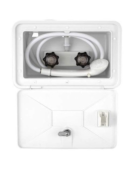 RecPro RV Exterior Shower Box Kit Faucet Hose Camper Trailer Cowboy Shower White
