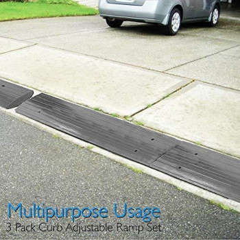 Car Driveway Curb Ramp - Heavy Duty Rubber Threshold Ramp - Also For Loading Dock, Garage, Sidewalk, Truck, Scooter, Bike, Motorcycle, Wheelchair Mobility & Other Vehicle - Pyle Pcrbdr24