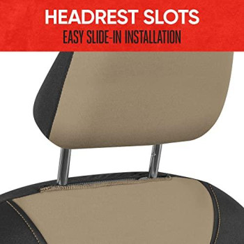 Motor Trend AquaShield Car Seat Covers for Front Seats, Beige 