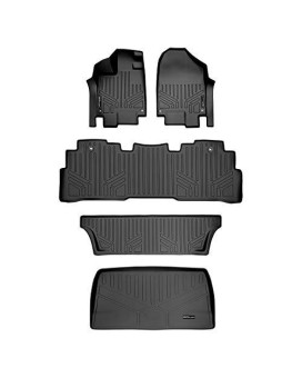 MAXLINER Floor Mats 3 Rows and Cargo Liner Behind 3rd Row Set Black Compatible with 2018-2022 Honda Odyssey