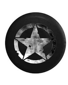 American Unlimited Oscar Mike Military WW2 Star Dark Smoke Silver Spare Tire Cover Fits All SUV Camper RV Tire Covers Black Size 32 inch