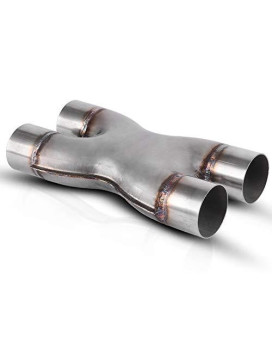 AUTOSAVER88 Durable Universal Crossover X Pipe Dual 2.5 Inch Inlet Outlet Stainless Steel Exhaust Tip (Dual 2.5 inch in/out)