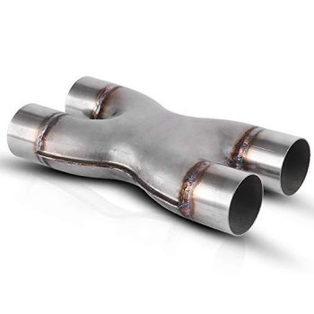 AUTOSAVER88 Durable Universal Crossover X Pipe Dual 2.5 Inch Inlet Outlet Stainless Steel Exhaust Tip (Dual 2.5 inch in/out)