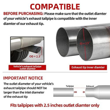 AUTOSAVER88 Durable Universal Crossover X Pipe Dual 2.5 Inch Inlet Outlet Stainless Steel Exhaust Tip (Dual 2.5 inch in/out)