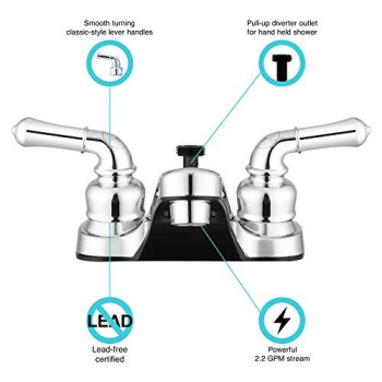 Dura Faucet DF-PL720C-CP RV Bathroom Faucet with Classical Handles and Shower Hose Diverter (Chrome)