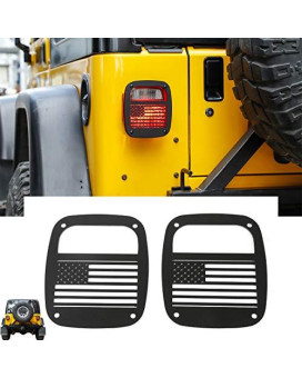 RT-TCZ Metal Tail Light Guards Covers for Rear Taillights 1987-2006 Jeep Wrangler YJ TJ Accessories (TJ-US Flag)