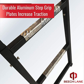 Beech Lane Pickup Truck Tailgate Ladder - Universal Fit, Stainless Steel Self Drilling Hex Screws for Easy Install, Durable Aluminum Step Grip Plates, and Sturdy Rubber Ladder Feet