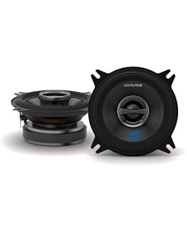 Alpine S-S40 S-Series 4-inch Coaxial 2-Way Speakers (pair) - Contains 4x6" Adapter Plate