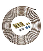 4LIFETIMELINES 25 ft 1/4 True Copper-Nickel Alloy Non-Magnetic Brake Line Replacement Tubing Coil and Fitting Kit, 16 Fittings Included, Inverted Flare, SAE Thread, 0.028 inch wall thickness