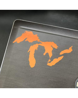 Great Lakes of Michigan Premium Weatherproof Vinyl Car Decal Bumper Sticker (Orange, Standard)