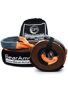 GearAmerica Heavy Duty Tow Strap 2PK 3" x20 | 35,000 lbs (17.5 US Tons) Strength | Use for Emergency 4x4 Towing, Recovery, Winch Extension | Triple Reinforced Loops, Protective Sleeves & Storage Bag