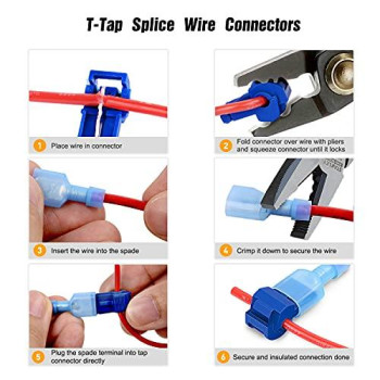 Nilight - 50004R 120 Pcs/60 Pairs Quick Splice Wire Terminals T-Tap Self-stripping with Nylon Fully Insulated Male Quick Disconnects Kit, 2 Years Warranty