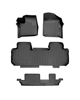 MAXLINER All Weather Custom Fit 3 Row Black Floor Mat Liner Set Compatible With 2018-2021 Chevrolet Traverse (Only fits with 2nd row bench seat)