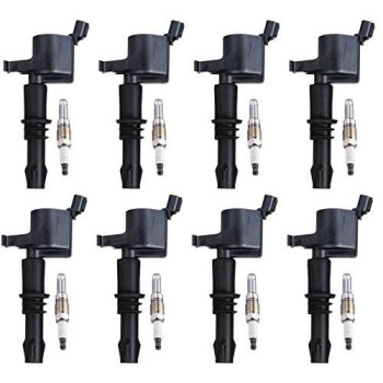 ENA Set of 8 Platinum Spark Plug and 8 Ignition Coil Pack Compatible with Ford 2005 2006 2007 2008 F150 F-150 Expedition F-250 Super Duty F-350 Super Duty 5.4L Mustang 4.6L Replacement for FD508 SP515