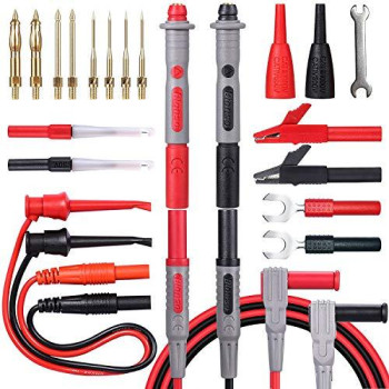 Bionso 25-Piece Multimeter Leads Kit, Professional and Upgraded Test Leads Set with Replaceable Gold-Plated Multimeter Probes, Alligator Clips, Test Hooks and Back Probe Pins.