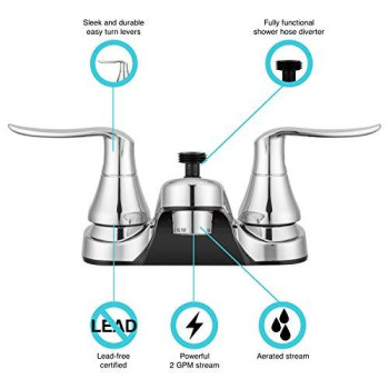 Dura Faucet DF-PL720LH-CP RV Bathroom Faucet with Winged Levers and Shower Hose Diverter (Chrome)