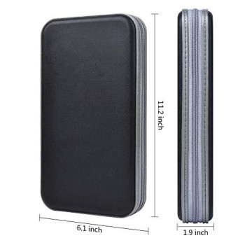 alavisxf xx CD Holder, 72 Capacity CD/DVD Case Holder Portable Wallet Storage Organizer Hard Plastic Protective Storage Holder for Car Travel(72 Capacity, Black 72)