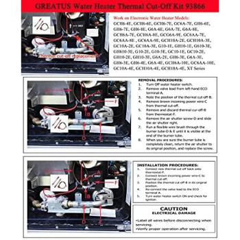 GREATUS Water Heater Thermal Cut-Off Kit 93866 Replacement of Atwood,fit for Models GCH6-6E GCH6-4E G6A-8E G6A-7E GC6AA-9E G610-3E GCH10A-2E GH610-3E XT Series Electronic Water Heater