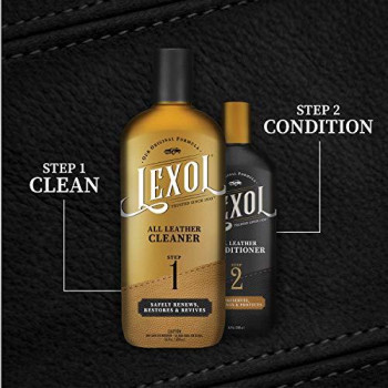 Lexol Leather Cleaner, Use on Car Leather, Furniture, Shoes, Bags, and Accessories, Trusted Leather Care Since 1933, 16.9 oz Bottle