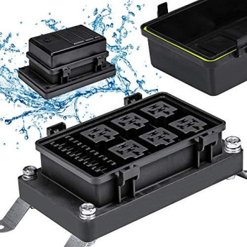 12V Auto Waterproof Fuse Relay Box Block [6 Bosch Style Relay Holder] [6 ATC/ATO Fuse Holder] Universal Relay Block Box for 12V Automotive Vehicles Cars Marine Boat Light Equipment