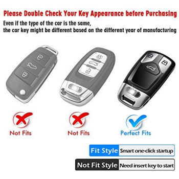 Tukellen for Audi Key Fob Cover, Special Soft TPU Key Case Cover Protector Compatible with Audi A4 Q7 Q5 TT A3 A6 SQ5 R8 S5 Smart Key (Silver)