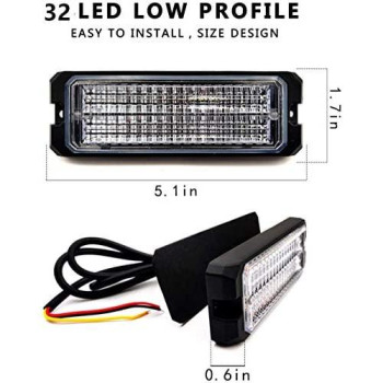 Led Strobe Lights for Trucks 12-24V 32-LED with Switch and Remote Control - 4PCS (White Amber, Switch and Remote Control)
