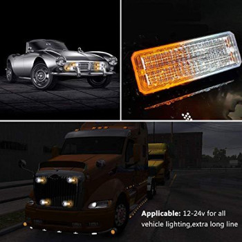 Led Strobe Lights for Trucks 12-24V 32-LED with Switch and Remote Control - 4PCS (White Amber, Switch and Remote Control)