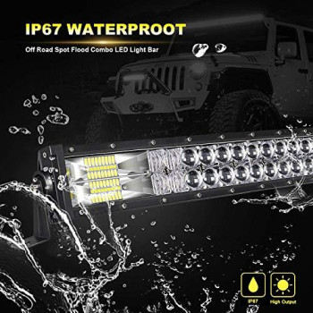 LED Light Bar KEENAXIS 32 Inch 180W Curved Spot Flood Combo Beam Light Bar 2Pcs 4 Inch 60W Led Pods Lights W/3-Leads Wiring Harness for Truck ATV UTV SUV Jeep Boats