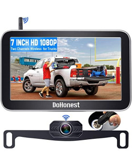 Wireless Backup Camera For Trucks Car Pickup Camper Van With 7 Inch Monitor System, Hd 1080P Bluetooth Backup Camera 2.4G Stable Digital Signals, Support Add Second Rv Rear View Camera-Dohonest V29