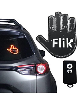 FLIK Original Middle Finger Light - Give The Bird & Wave to Drivers - Hottest Gifted Car Accessories, Truck Accessories, Car Gadgets & Road Rage Signs for Men, Women, & Teens - Funny Back Window Sign