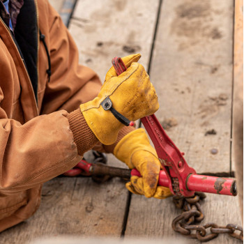 Men's Leather Work Gloves with Adjustable Wrist, Extra Large (Wells Lamont 1132), Saddletan