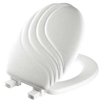 MAYFAIR 27ECA 000 Sculptured Swirl Toilet Seat will Never Loosen and Easily Remove, ROUND, Durable Enameled Wood, White